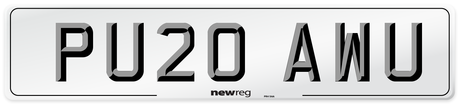 PU20 AWU Number Plate from New Reg